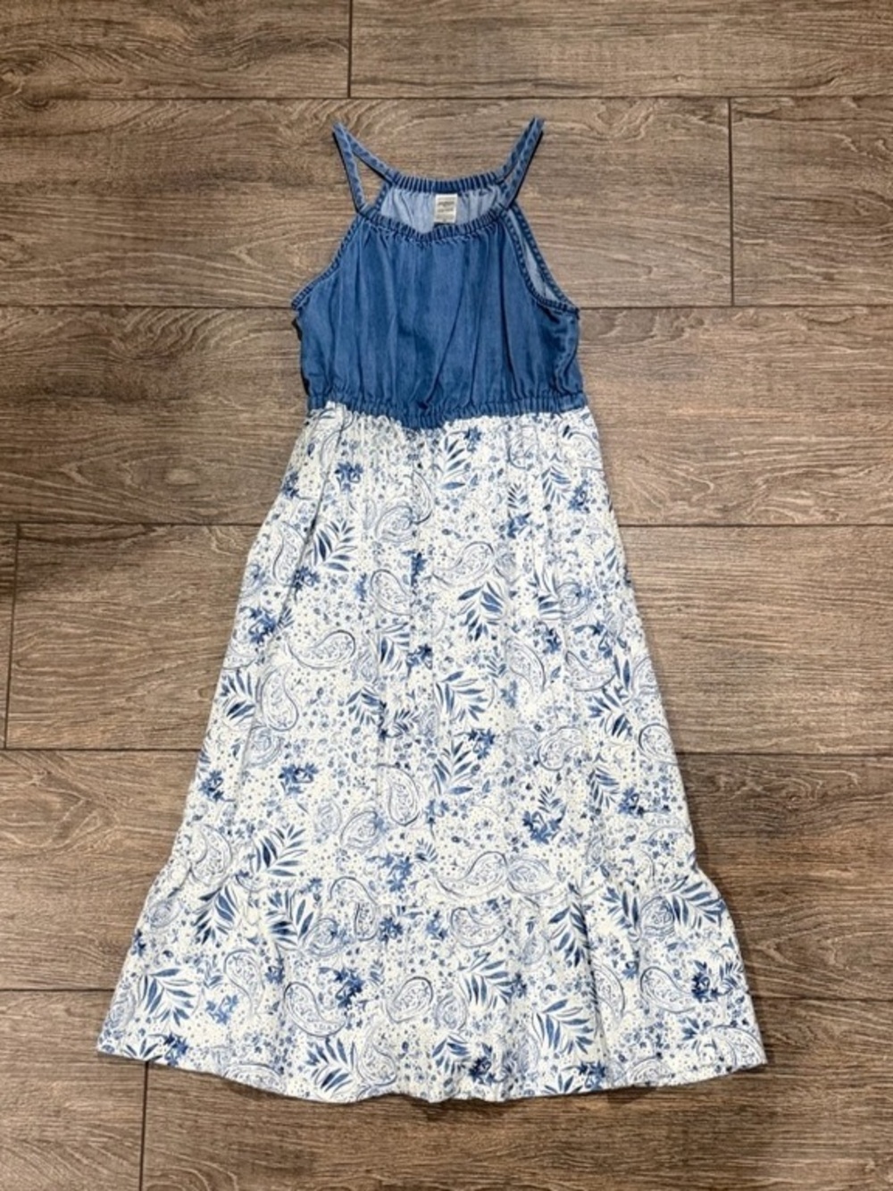 OshKosh B'gosh Girls Floral Denim Bodice Dress Size 10/10A